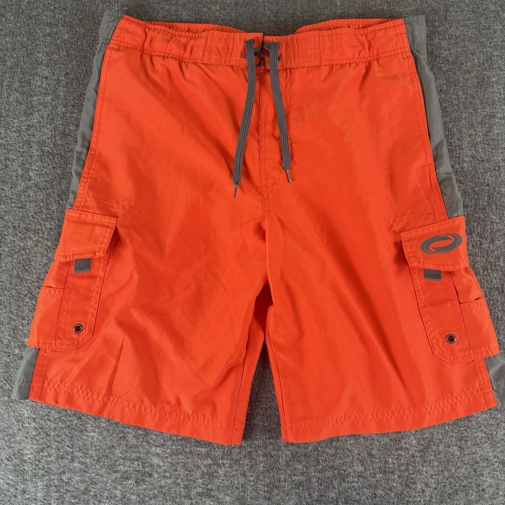 O'Rageous Mens Medium Orange Cargo Board Shorts Swim Trunks Beach Surf